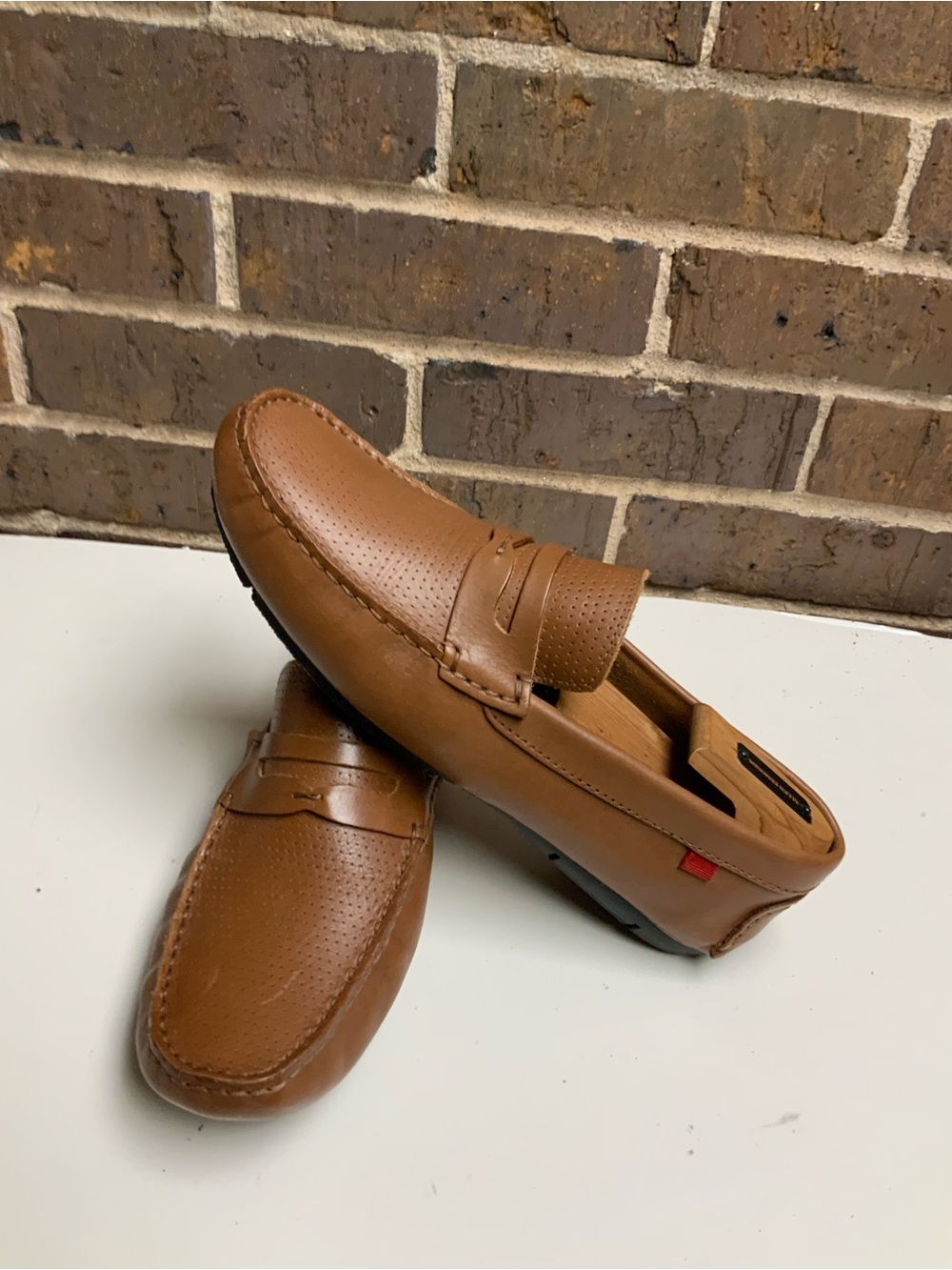 Men's Cognac Slip-On Penny Loafers